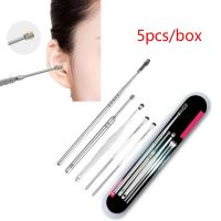 5Pcs/set Ear Wax Pickers Stainless Steel Earpick Wax Remover Curette Ear Pick Cleaner Ear Cleaner Spoon Care Ear Clean Tool Health Accessories