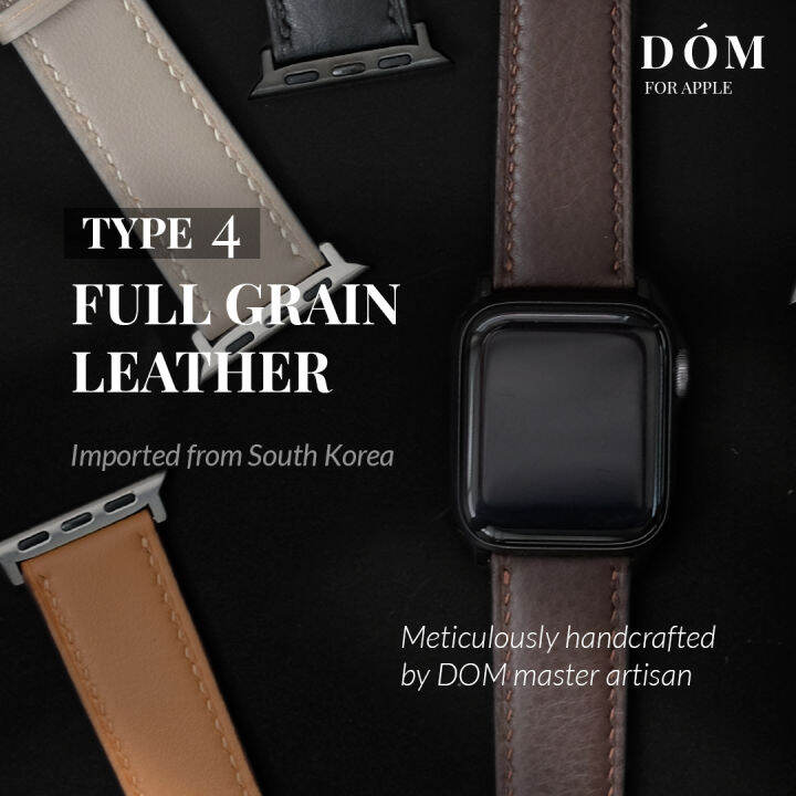 สายนาฬิกา-apple-watch-strap-dom-type-04-สายนาฬิกาหนังแท้-full-grain-สายแอปเปิ้ลวอชหนังแท้-apple-watch-6-amp-7-and-apple-watch-ultra