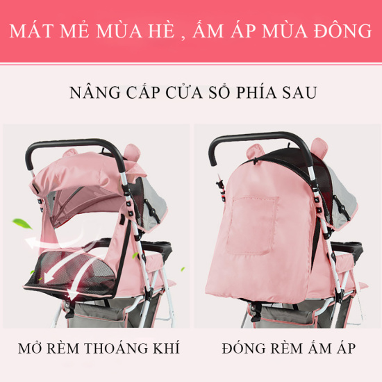 Xe nôi xe đẩy cho em bé phiên bản cao cấp, xe đẩy 2 chiều 3 tư thế cho bé - ảnh sản phẩm 7