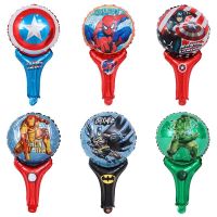 Superhero Handheld Foil Balloon Batman Spiderman Hulk Air Balloon Kids Birthday Party Decorations Hand Stick Toys