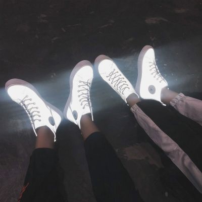 ∈♝  Chameleon shoes high help loafers laser reflective couple sandals 1970 s personality of students shoes for men and women