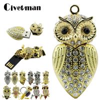 Crystal Pendant USB Flash Drive Animal Owl Pendrive 256GB Metal Pen Drive 8GB 16GB 32GB 64GB 128GB USB Memory Stick Cle USB Disk