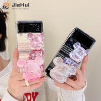 JieHui ?Ready Stock?Samsung Vient Bear + พร้อมขาตั้งสำหรับ Samsung Z Flip4/Z Flip3/Z Flip2/Z Flip เคสโทรศัพท์แฟชั่น