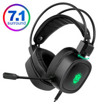 Cosbary Gaming Headset พร้อมไมโครโฟนสำหรับพีซีคอมพิวเตอร์ไดรเวอร์50มม. 7.1หูฟังเสียงรอบทิศทางแบบมีสายไฟ Led สีสันสดใส