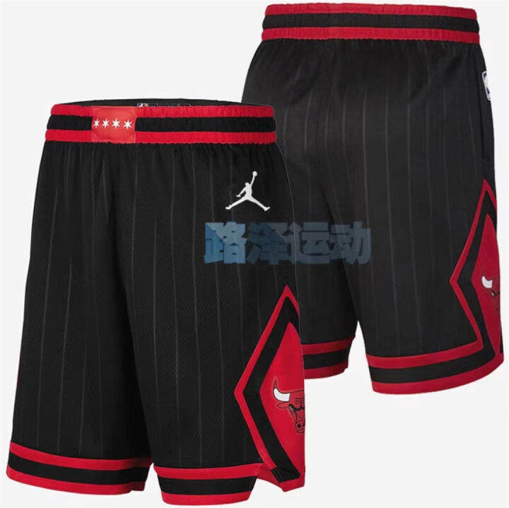 2021-22 New Original NBA Chicago Bulls Basketball Jersey Shorts for Men  Swingman Heat-pressed Retro City Edition Black