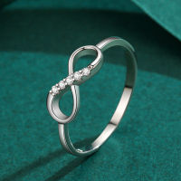 แหวนเงินสเตอร์ลิงสำหรับผู้หญิงเครื่องประดับเพชรขนาดเล็กแฟชั่นแหวนสัญลักษณ์อินฟินิตี้ดีไซน์เฉพาะของ S925