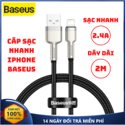 Cáp Sạc Nhanh Iphone Baseus USB to Lightning 2.4A Đầu Bọc Kim Loại Dây Sạc