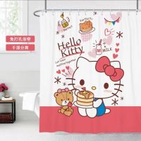 Sanrios Hello Kitty Cinnamoroll Kawaii Anime Cartoon Waterproof Polyester Shower Curtain with Hooks Accessories Girls Gifts