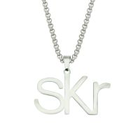 [COD] Korean version of the trendy men and women hip-hop style titanium steel necklace skr glossy personality letter pendant accessories do fade