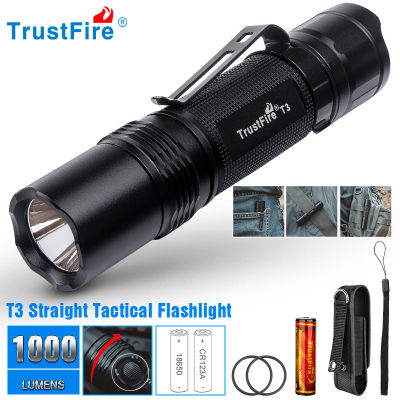 Trustfire T3 Army Tactical Flashlight 18650 Cr123a 1000 Lumens IPX8 Waterproof Weapons For Pocket Led Torchs Lights