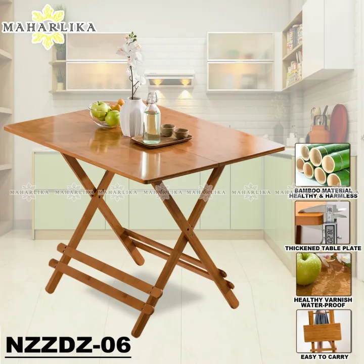Maharlika Bamboo 100x80 Rectangular Folding Tabletop, Portable Kitchen