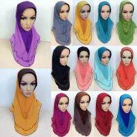 【YF】 Fashion Muslim One Pieces Amira Tube Cap Hijab Splicing Headscarf Ramadan Prayer Headwear Jilbab Dubai Women Wrap Shawls