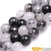 Natural Stone Black Rutilated Quartzs Bead For Jewelry Making Strand 15" DIY Bracelet Necklace Jewelry Loose Beads 6mm 8mm 10mm Cables