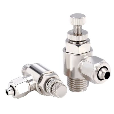 SL Pneumatic Quick-Screw Joint One-way Throttle Valve Governor Valve Flow Control Valve Copper Joint PU Hose Pipe 6 8 10 12mm Pipe Fittings Accessorie