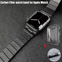 ✲№∋ รูปแบบคาร์บอนไฟเบอร์สำหรับ Apple Watch Case Band series 7 6 SE 5 4 น้ำหนักเบา Link สร้อยข้อมือเข็มขัดสำหรับ IWatch 45 มม. 44 มม. 41 มม. 40 มม.