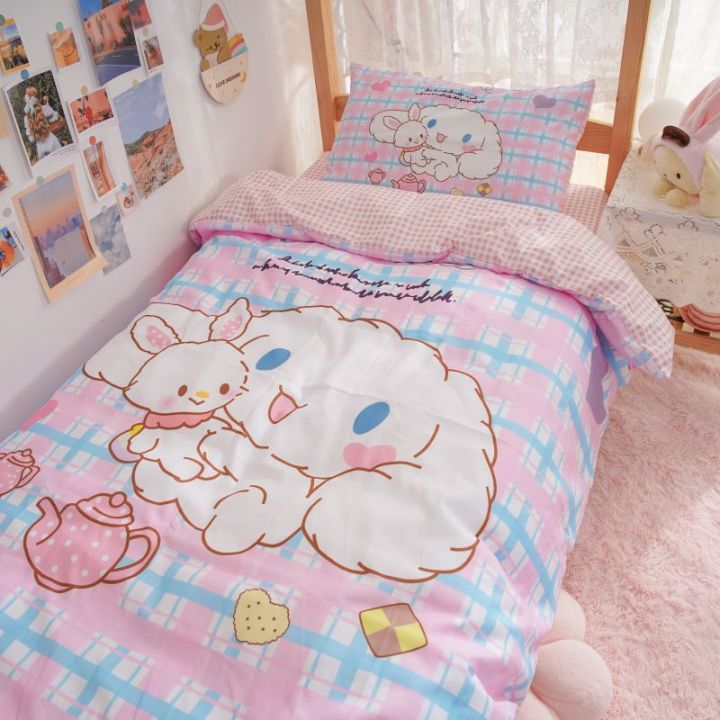 ปลอกหมอนผ้าปูที่นอนลายอบเชยชุดเครื่องนอนน่ารักสำหรับนักเรียน-sanrio-hello-kitty-ผ้าคลุมผ้านวมคุโรมิผ้าปูที่นอนลาย-my-melody