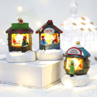 Newmine Christmas decorations resin house night light old Man Snowman Christmas small house Christmas creative gift decoration