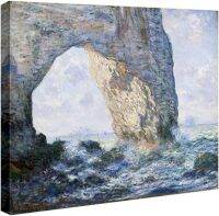 ศิลปะภาพพิมพ์ติดผนัง Manneporte ของ Claude Monet การทำสำเนาภาพวาดที่มีชื่อเสียงภาพชายหาดทะเลทะเลคลาสสิกพร้อมที่จะแขวนสำหรับของตกแต่งโฮมออฟฟิศห้องนอนและห้องน้ำ