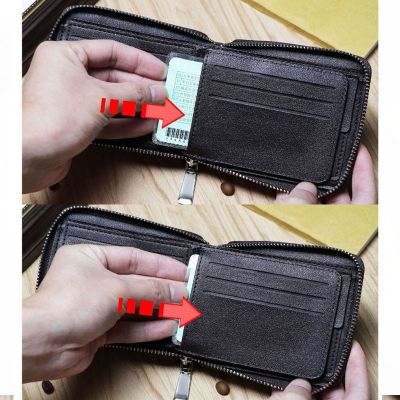 2023 Brand Men Short Wallet with Zipper Coin Pocket Vintage Money Bag High Quality Male Fashion Purse Card Holder New Carteira