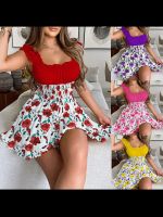 【CW】✕☫✳  new collision printed waist slimming round neck sleeveless dress female