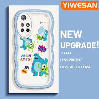 YIWESAN เคสสำหรับ Xiaomi MI POCO M4 Pro 5G Redmi Note 11 5G Note 11S Note 10T 5G เคสการ์ตูนมอนสเตอร์แฟชั่นดีไซน์ใหม่เคสโทรศัพท์แบบใสขอบครีมคลื่นเลนส์กล้องถ่ายรูปซิลิโคนเคสใสกันกระแทกเคสป้องกัน