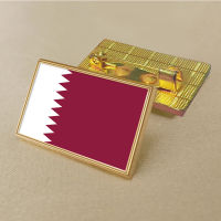 Qatar flag pin 2.5*1.5cm zinc die-cast PVC colour coated gold rectangular medallion badge without added resin