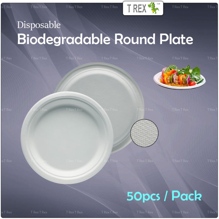50pcs Disposable Biodegradable Plate / Bio Plate / Sugarcane Bagasse ...