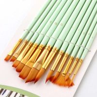 12Pcs Nylon Hair Wooden Handle Watercolor Paint Brush Pen Set DIY Oil Acrylic Painting Art Paint Brushes Draw Supplies Dropship Paint Tools Accessorie