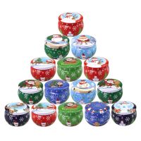 4 Pcs Small Tin Box Christmas Gifts Candy Box Party Decoration Metal Candle Jar with Lid 2.2OZ Handmade Candles Making Container Storage Boxes