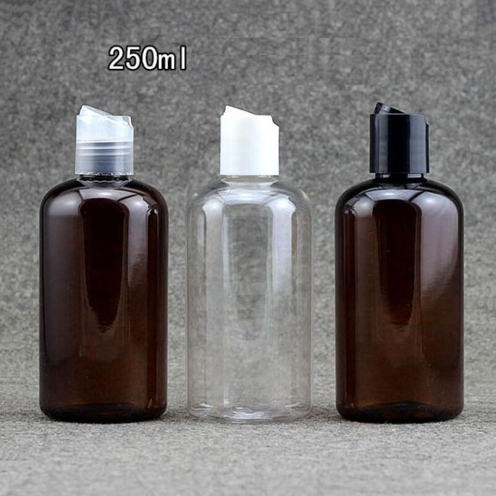 20pcslot-250ml-pet-empty-shampoo-sub-bottling-essential-oils-bottle-amber-plastic-cosmetic-container-lotion-pump-bottles