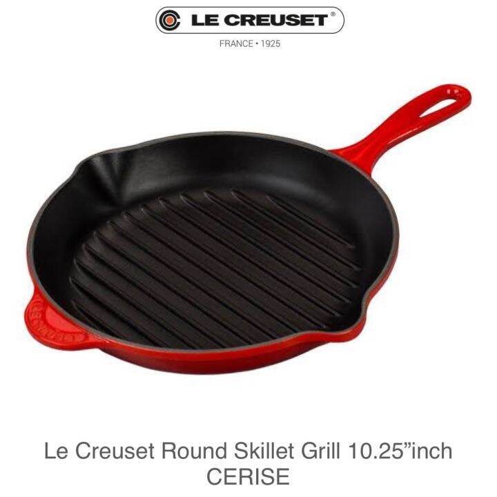 100 ORIGINAL Le Creuset Round Skillet Grill 10.25"inch CERISE