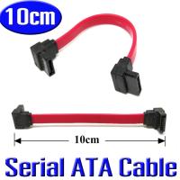 สาย SATA III แบบสั้น สีแดง ยาว10cm Dual 90 Degree Angle 7Pin 7P SATA Serial ATA Short DATA Cable