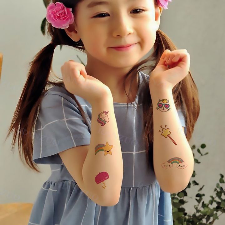 wate-rproof-temporary-tattoo-sticker-rainbow-rose-facial-expression-cute-body-art-fake-tattoo-arm-tattoo-kid-set-waterproof-taty