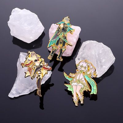 Genshin Impact Enamel Pin Naxida Aierhaisen Dixiya Mini Cute Brooch Game Lapel Badge Anime Jewelry Gifts for Fans