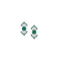 2PCS Light Luxury Vintage Emerald Earrings Jewelry Earrings Accessories Great Gift for Mother Lover Women