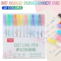 12 Colors Metallic Pens Outline Doodle Dazzle Shimmer Marker Set Silver Glitter For Calligraphy Lettering Scrapbooking