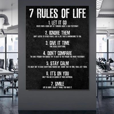 7 Rules Of Life นาฬิกาภาพวาดผ้าใบความคิดของคุณสร้างแรงบันดาลใจโปสเตอร์และพิมพ์ภาพผนังศิลปะสำหรับ Living Home Decor New