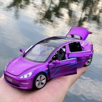 1:32 Tesla Model-X Alloy Car Diecast Sound And Light Pull Back Model Toy Vehicle Metal Car Simulation Collection Toys for boys