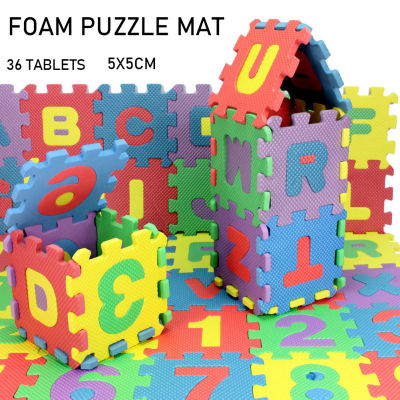36pcs 5*5cm Number Alphabet Letter 3D Puzzle Soft Floor Mat Baby Crawling Foam Car Mat Kids Play Inlectual Educational Toy
