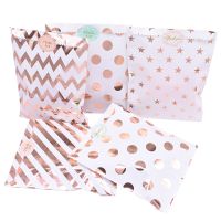 25Pcs Paper Bags Candy Gift Bag Food Packaging Christmas Wedding Favor Baby Shower Rose Gold Birthday Party Decoration Treat Bag