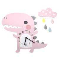 ZZOOI 3D Cartoon Wall Clock Nordic Children Room Living Room Wall Clock Mute Cute Dinosaur Wall Clock Decor Home Nursery Photo Props