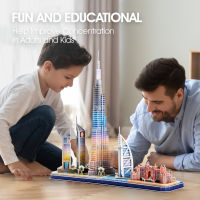 CubicFun 3D Puzzles LED Dubai Cityline Lighting Building Burj Al Arab Jumeirah Ho Burj Khalifa Emirates Towers for Adult Kids