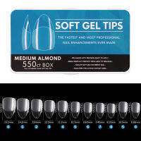 ((SOFT GEL TIPS)) *ฉลากฟ้า* ทรงหยดน้ำ 550ชิ้น เล็บปลอมสากบริเวณโคน ไม่ต้องตะไบก่อนต่อ เล็บปลอมPVC เพิ่มเบอร์5,6