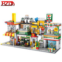 BZDA Mini Blocks City Street View Series MOC Coffee Shop Burger Shop Convenience Store Model Building Block Toys For Girls Gifts