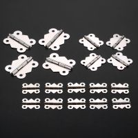 4/10pcs Butterfly Hinges w/screws Silver 4 Holes Retro Decor Alloy 25mm-40mm Furniture Chest Wood Jewelry Box Wine Gift Case