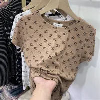 2022 Summer T Shirt for Women Korean Style New Thin Ladies T-shirts Casual Retro Printed Short Sleeve Female Elasticity Bottoming Top