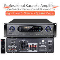 มืออาชีพเครื่องขยายเสียงคาราโอเกะพลังงานสูง200W/300W RMS 2-Channel เอาต์พุตลำโพง4ตัว optic/coaxial/ ไมโครโฟน/บลูทูธ /usb ดีเจ/บาร์/คลับ /ktv ทีวีบ้านเครื