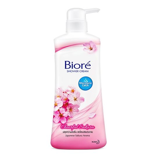 biore-shower-cream-550ml-cheerful-sakura-สีชมพู-ปลุกความสดชื่น-สดใสเปล่งประกาย