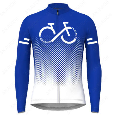 ร้อนไล่โทนสีสีชุดขี่จักรยานย์2023ฤดูร้อนแขนยาวผู้ชายขี่จักรยานเสื้อ MTB จักรยานท็อปส์แห้งเร็วถนนจักรยานเสื้อผ้า