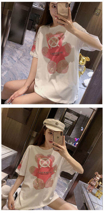 เซ็กซี่-tops-pullovers-กราฟิกเสื้อผ้า-t-เสื้อผู้หญิงเสื้อยืดฤดูร้อนหลวมแฟชั่นแขนสั้น-aesthetic-สีขาวเกาหลี-midi-casual